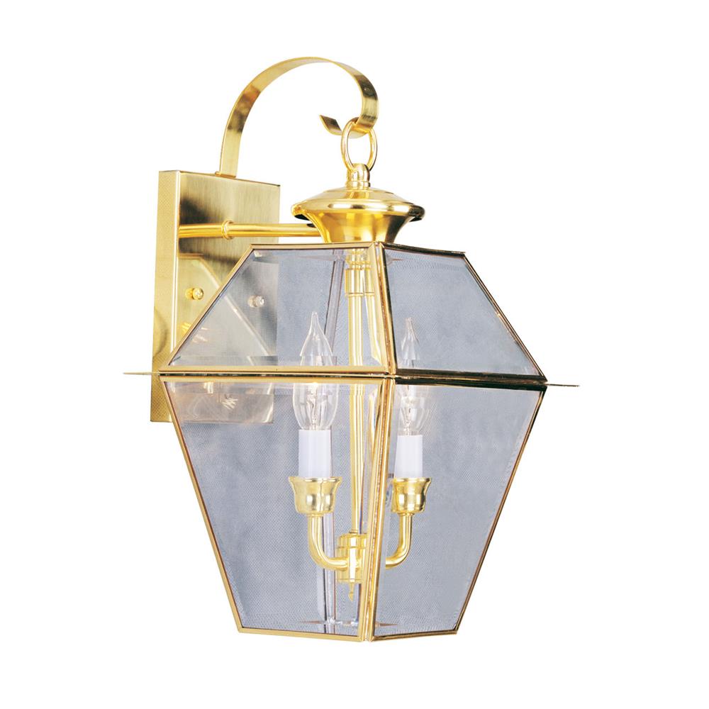 Livex Lighting 2281-02 Westover Outdoor Wall Lantern in Polished Brass 